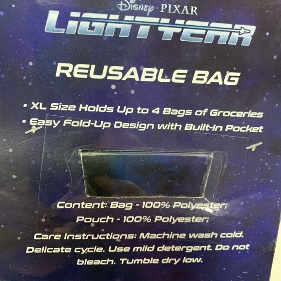 Disney Pixar BUZZ LIGHTYEAR Reusable Grocery Bags LOT of 4 Easy Fold Up - Picture 10 of 10